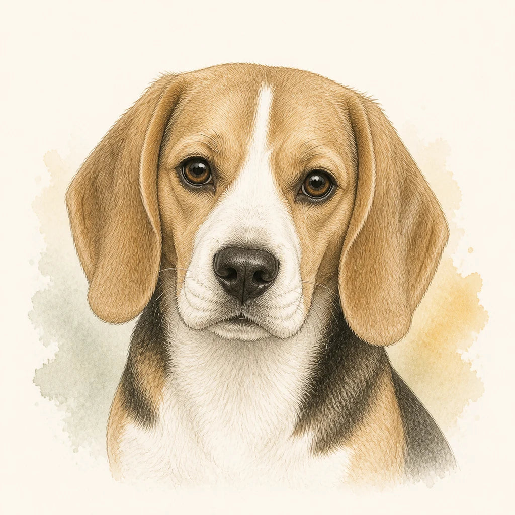 Editorial portrait illustration of a Beagle